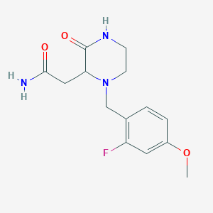 molecular formula C14H18FN3O3 B5371662 2-[1-(2-fluoro-4-methoxybenzyl)-3-oxo-2-piperazinyl]acetamide 