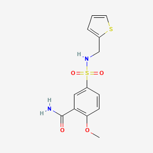 molecular formula C13H14N2O4S2 B5371677 2-methoxy-5-{[(2-thienylmethyl)amino]sulfonyl}benzamide 