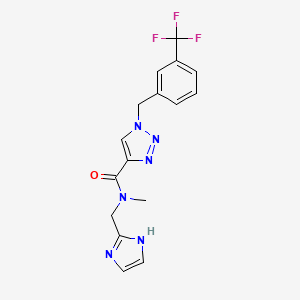 molecular formula C16H15F3N6O B5371719 N-(1H-imidazol-2-ylmethyl)-N-methyl-1-[3-(trifluoromethyl)benzyl]-1H-1,2,3-triazole-4-carboxamide 