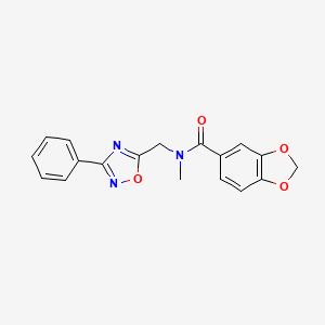 molecular formula C18H15N3O4 B5371790 N-methyl-N-[(3-phenyl-1,2,4-oxadiazol-5-yl)methyl]-1,3-benzodioxole-5-carboxamide 