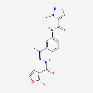 molecular formula C19H19N5O3 B5371839 1-methyl-N-{3-[N-(2-methyl-3-furoyl)ethanehydrazonoyl]phenyl}-1H-pyrazole-5-carboxamide 