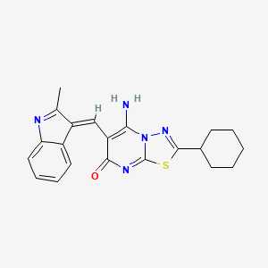 2-cyclohexyl-5-imino-6-[(2-methyl-1H-indol-3-yl)methylene]-5,6-dihydro-7H-[1,3,4]thiadiazolo[3,2-a]pyrimidin-7-one