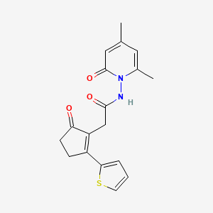 N-(4,6-dimethyl-2-oxopyridin-1(2H)-yl)-2-[5-oxo-2-(2-thienyl)cyclopent-1-en-1-yl]acetamide