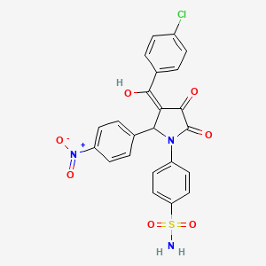 molecular formula C23H16ClN3O7S B5371918 4-[3-(4-chlorobenzoyl)-4-hydroxy-2-(4-nitrophenyl)-5-oxo-2,5-dihydro-1H-pyrrol-1-yl]benzenesulfonamide 