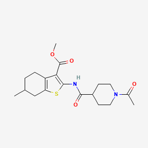 molecular formula C19H26N2O4S B5371947 methyl 2-{[(1-acetyl-4-piperidinyl)carbonyl]amino}-6-methyl-4,5,6,7-tetrahydro-1-benzothiophene-3-carboxylate 