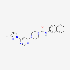 molecular formula C23H23N7O B5372015 4-[6-(3-methyl-1H-pyrazol-1-yl)-4-pyrimidinyl]-N-2-naphthyl-1-piperazinecarboxamide 