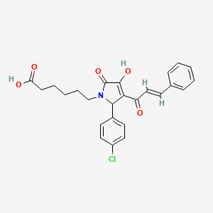 molecular formula C25H24ClNO5 B5372053 6-[2-(4-chlorophenyl)-3-cinnamoyl-4-hydroxy-5-oxo-2,5-dihydro-1H-pyrrol-1-yl]hexanoic acid 