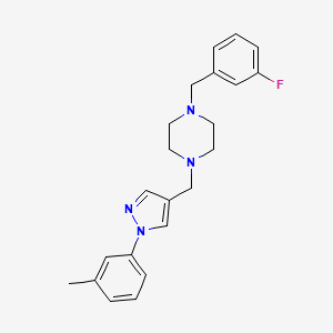 molecular formula C22H25FN4 B5372099 1-(3-fluorobenzyl)-4-{[1-(3-methylphenyl)-1H-pyrazol-4-yl]methyl}piperazine 