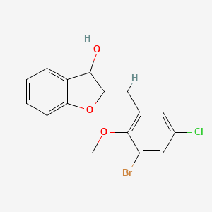 molecular formula C16H12BrClO3 B5372109 2-(3-bromo-5-chloro-2-methoxybenzylidene)-2,3-dihydro-1-benzofuran-3-ol 