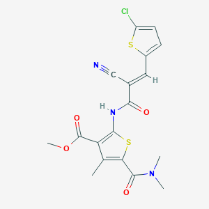 molecular formula C18H16ClN3O4S2 B5372228 methyl 2-{[3-(5-chloro-2-thienyl)-2-cyanoacryloyl]amino}-5-[(dimethylamino)carbonyl]-4-methyl-3-thiophenecarboxylate 