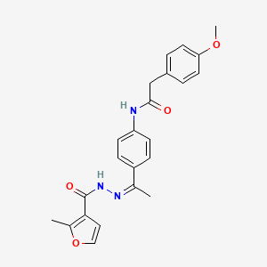 molecular formula C23H23N3O4 B5372252 2-(4-methoxyphenyl)-N-{4-[N-(2-methyl-3-furoyl)ethanehydrazonoyl]phenyl}acetamide 