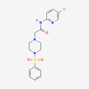 molecular formula C17H19ClN4O3S B5372328 N-(5-chloro-2-pyridinyl)-2-[4-(phenylsulfonyl)-1-piperazinyl]acetamide 