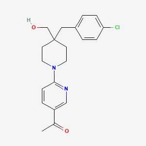 molecular formula C20H23ClN2O2 B5372339 1-{6-[4-(4-chlorobenzyl)-4-(hydroxymethyl)piperidin-1-yl]pyridin-3-yl}ethanone 