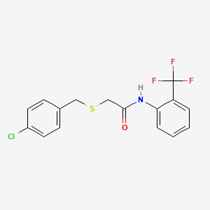 molecular formula C16H13ClF3NOS B5372340 2-[(4-chlorobenzyl)thio]-N-[2-(trifluoromethyl)phenyl]acetamide 