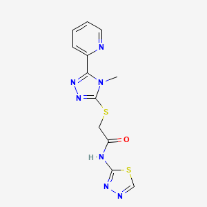 2-{[4-methyl-5-(2-pyridinyl)-4H-1,2,4-triazol-3-yl]thio}-N-1,3,4-thiadiazol-2-ylacetamide