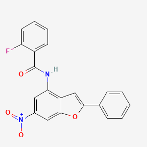 2-fluoro-N-(6-nitro-2-phenyl-1-benzofuran-4-yl)benzamide