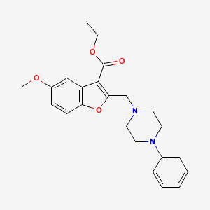 molecular formula C23H26N2O4 B5372420 ethyl 5-methoxy-2-[(4-phenyl-1-piperazinyl)methyl]-1-benzofuran-3-carboxylate 