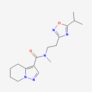 molecular formula C16H23N5O2 B5372460 N-[2-(5-isopropyl-1,2,4-oxadiazol-3-yl)ethyl]-N-methyl-4,5,6,7-tetrahydropyrazolo[1,5-a]pyridine-3-carboxamide 