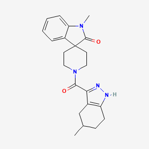 molecular formula C22H26N4O2 B5372560 1-methyl-1'-[(5-methyl-4,5,6,7-tetrahydro-2H-indazol-3-yl)carbonyl]spiro[indole-3,4'-piperidin]-2(1H)-one 