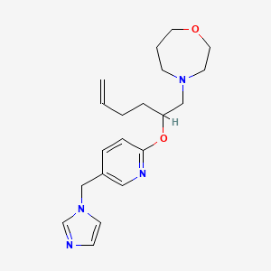 molecular formula C20H28N4O2 B5372566 4-[((2R,5S)-5-{[5-(1H-imidazol-1-ylmethyl)pyridin-2-yl]methyl}tetrahydrofuran-2-yl)methyl]-1,4-oxazepane 