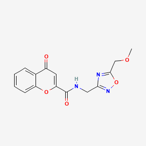 molecular formula C15H13N3O5 B5372584 N-{[5-(methoxymethyl)-1,2,4-oxadiazol-3-yl]methyl}-4-oxo-4H-chromene-2-carboxamide 