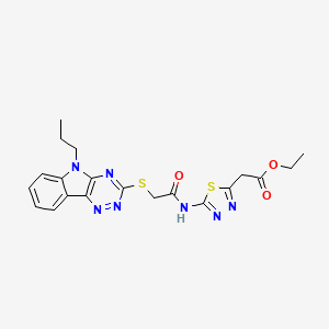 ethyl [5-({[(5-propyl-5H-[1,2,4]triazino[5,6-b]indol-3-yl)thio]acetyl}amino)-1,3,4-thiadiazol-2-yl]acetate