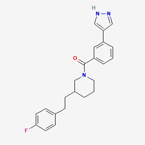 molecular formula C23H24FN3O B5372663 3-[2-(4-fluorophenyl)ethyl]-1-[3-(1H-pyrazol-4-yl)benzoyl]piperidine 