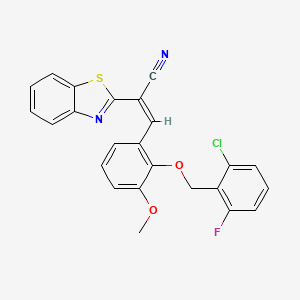 molecular formula C24H16ClFN2O2S B5372665 2-(1,3-benzothiazol-2-yl)-3-{2-[(2-chloro-6-fluorobenzyl)oxy]-3-methoxyphenyl}acrylonitrile 