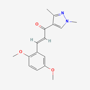 molecular formula C16H18N2O3 B5372677 3-(2,5-dimethoxyphenyl)-1-(1,3-dimethyl-1H-pyrazol-4-yl)-2-propen-1-one 