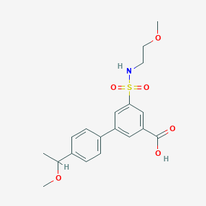 molecular formula C19H23NO6S B5372725 4'-(1-methoxyethyl)-5-{[(2-methoxyethyl)amino]sulfonyl}biphenyl-3-carboxylic acid 