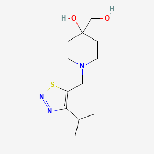 molecular formula C12H21N3O2S B5372802 4-(hydroxymethyl)-1-[(4-isopropyl-1,2,3-thiadiazol-5-yl)methyl]piperidin-4-ol 