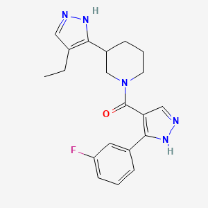 molecular formula C20H22FN5O B5372803 3-(4-ethyl-1H-pyrazol-5-yl)-1-{[3-(3-fluorophenyl)-1H-pyrazol-4-yl]carbonyl}piperidine 