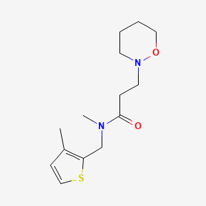 molecular formula C14H22N2O2S B5372833 N-methyl-N-[(3-methyl-2-thienyl)methyl]-3-(1,2-oxazinan-2-yl)propanamide 