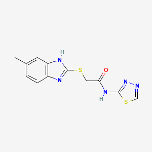 molecular formula C12H11N5OS2 B5372844 2-[(5-methyl-1H-benzimidazol-2-yl)thio]-N-1,3,4-thiadiazol-2-ylacetamide 