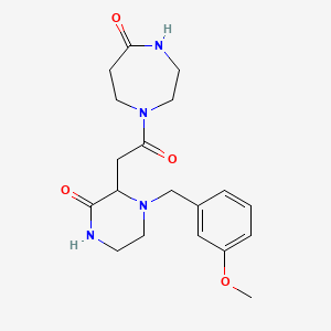 molecular formula C19H26N4O4 B5372887 1-{[1-(3-methoxybenzyl)-3-oxo-2-piperazinyl]acetyl}-1,4-diazepan-5-one 