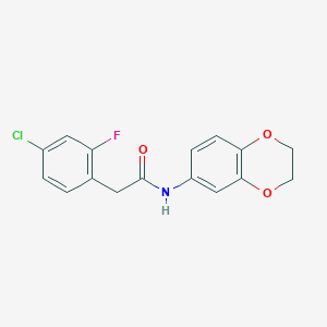 molecular formula C16H13ClFNO3 B5373011 2-(4-chloro-2-fluorophenyl)-N-(2,3-dihydro-1,4-benzodioxin-6-yl)acetamide 