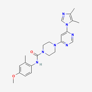 molecular formula C22H27N7O2 B5373033 4-[6-(4,5-dimethyl-1H-imidazol-1-yl)-4-pyrimidinyl]-N-(4-methoxy-2-methylphenyl)-1-piperazinecarboxamide 