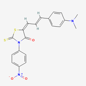 molecular formula C20H17N3O3S2 B5373038 5-{3-[4-(dimethylamino)phenyl]-2-propen-1-ylidene}-3-(4-nitrophenyl)-2-thioxo-1,3-thiazolidin-4-one 