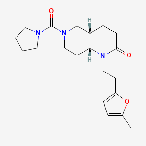 molecular formula C20H29N3O3 B5373089 (4aS*,8aR*)-1-[2-(5-methyl-2-furyl)ethyl]-6-(pyrrolidin-1-ylcarbonyl)octahydro-1,6-naphthyridin-2(1H)-one 