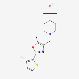 molecular formula C18H26N2O2S B5373118 2-(1-{[5-methyl-2-(3-methyl-2-thienyl)-1,3-oxazol-4-yl]methyl}piperidin-4-yl)propan-2-ol 