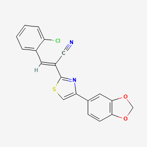 molecular formula C19H11ClN2O2S B5373134 2-[4-(1,3-benzodioxol-5-yl)-1,3-thiazol-2-yl]-3-(2-chlorophenyl)acrylonitrile 