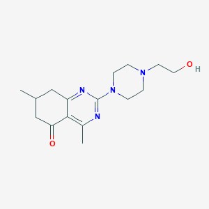 molecular formula C16H24N4O2 B5373148 2-[4-(2-hydroxyethyl)-1-piperazinyl]-4,7-dimethyl-7,8-dihydro-5(6H)-quinazolinone 