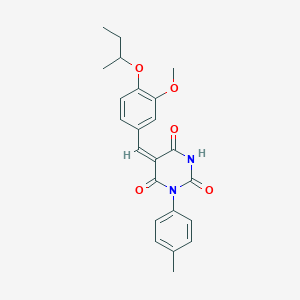 molecular formula C23H24N2O5 B5373160 5-(4-sec-butoxy-3-methoxybenzylidene)-1-(4-methylphenyl)-2,4,6(1H,3H,5H)-pyrimidinetrione 