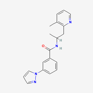 molecular formula C19H20N4O B5373177 N-[1-methyl-2-(3-methylpyridin-2-yl)ethyl]-3-(1H-pyrazol-1-yl)benzamide 