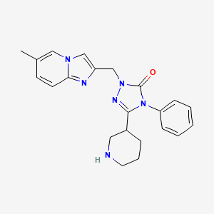 molecular formula C22H24N6O B5373197 2-[(6-methylimidazo[1,2-a]pyridin-2-yl)methyl]-4-phenyl-5-(3-piperidinyl)-2,4-dihydro-3H-1,2,4-triazol-3-one hydrochloride 