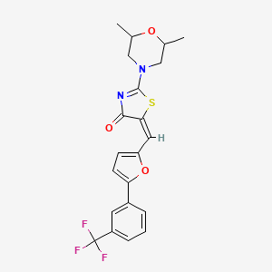 molecular formula C21H19F3N2O3S B5373218 2-(2,6-dimethyl-4-morpholinyl)-5-({5-[3-(trifluoromethyl)phenyl]-2-furyl}methylene)-1,3-thiazol-4(5H)-one 