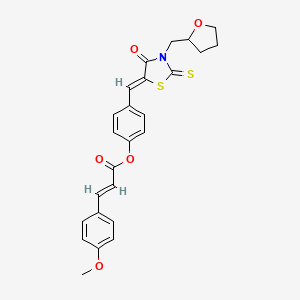 molecular formula C25H23NO5S2 B5373317 4-{[4-oxo-3-(tetrahydro-2-furanylmethyl)-2-thioxo-1,3-thiazolidin-5-ylidene]methyl}phenyl 3-(4-methoxyphenyl)acrylate 