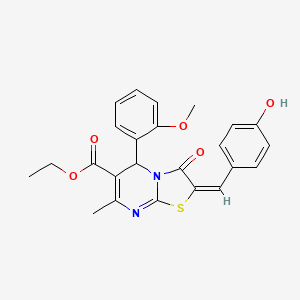 molecular formula C24H22N2O5S B5373339 ethyl 2-(4-hydroxybenzylidene)-5-(2-methoxyphenyl)-7-methyl-3-oxo-2,3-dihydro-5H-[1,3]thiazolo[3,2-a]pyrimidine-6-carboxylate 