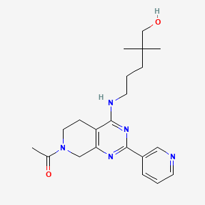 molecular formula C21H29N5O2 B5373353 5-[(7-acetyl-2-pyridin-3-yl-5,6,7,8-tetrahydropyrido[3,4-d]pyrimidin-4-yl)amino]-2,2-dimethylpentan-1-ol 