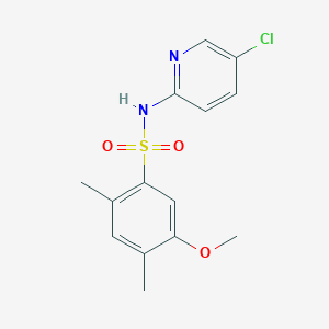 molecular formula C14H15ClN2O3S B5373359 N-(5-chloro-2-pyridinyl)-5-methoxy-2,4-dimethylbenzenesulfonamide 